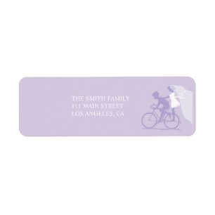 Lavender Bicycle Couple Wedding Return Address Label