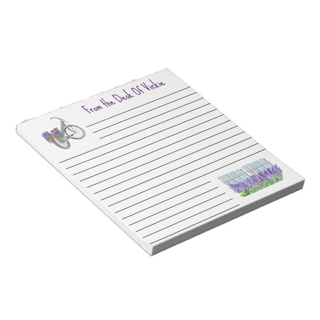 Lavender Bike And Garden 5.5" x 6" Notepad (Angled)