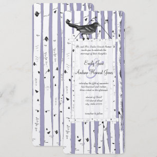Lavender Birch Tree Vintage Bird Wedding Invite