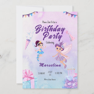 Lavender Birthday Party Invitation Card For Girls