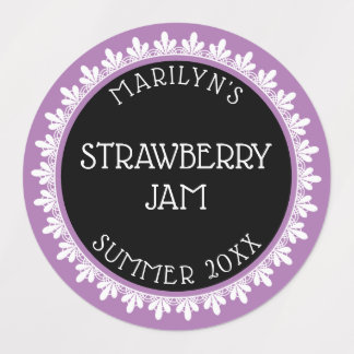 Lavender, Black and White Canning Label Stickers