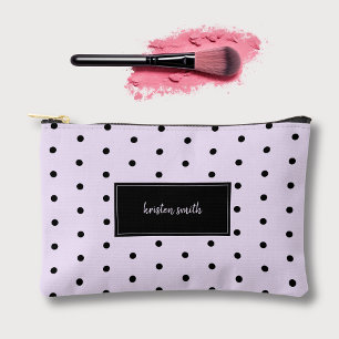 Lavender Black Polka Dots Pattern Accessory Pouch