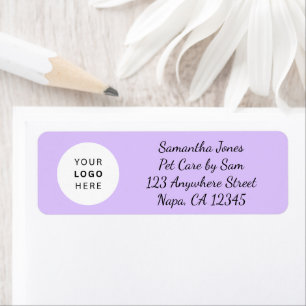 Lavender Black Script Business Logo Customizable  Return Address Label