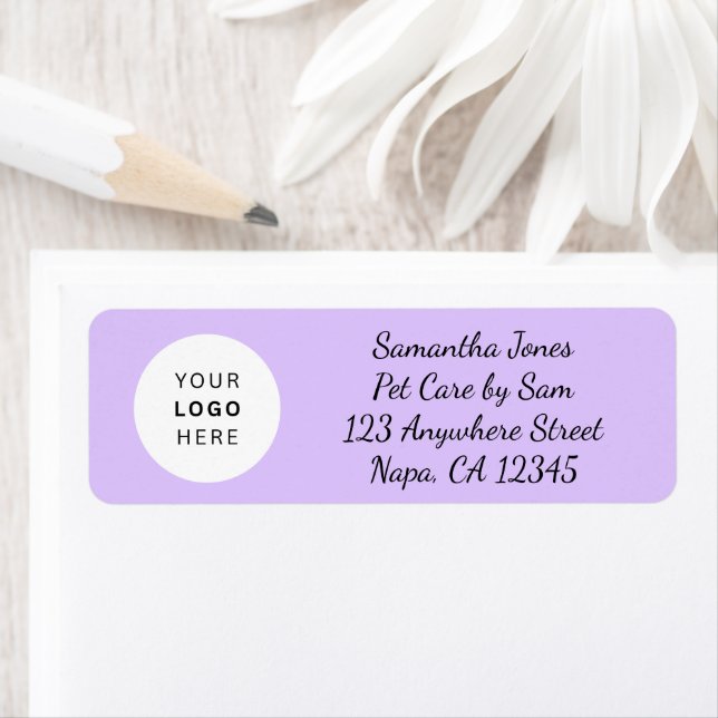 Lavender Black Script Business Logo Customizable  Return Address Label (Insitu)