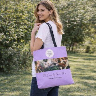 Lavender Black Script Logo Photo Pet Care Tote Bag