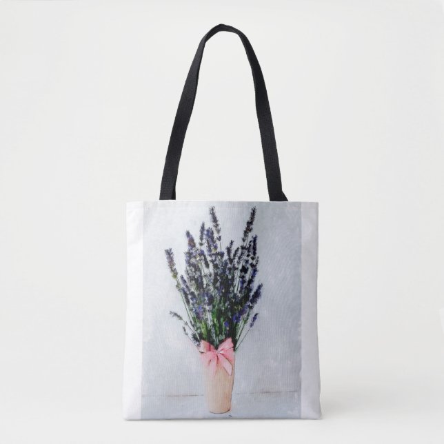 Lavender Bliss Bouquet Tote Bag (Front)