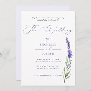 Lavender Bliss Elegant Watercolor Wedding Invitation