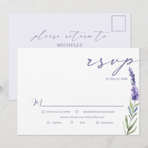 Lavender Bliss Elegant Watercolor Wedding RSVP Invitation