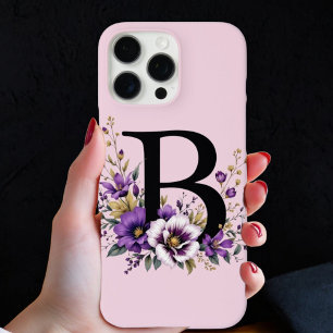 Lavender Bloom : Monogrammed Initial 'B'  iPhone 16 Pro Max Case