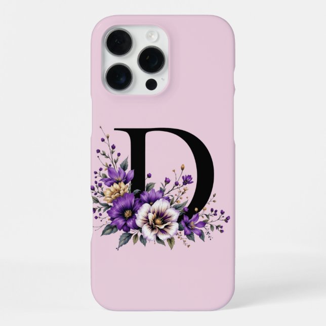 Lavender Bloom : Monogrammed Initial 'D'  iPhone Case (Back)