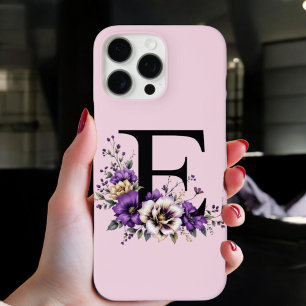 Lavender Bloom : Monogrammed Initial 'E' iPhone 16 Pro Max Case