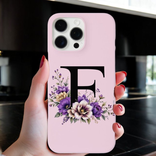 Lavender Bloom : Monogrammed Initial 'F'  Case-Mate iPhone Case (Creator Uploaded)