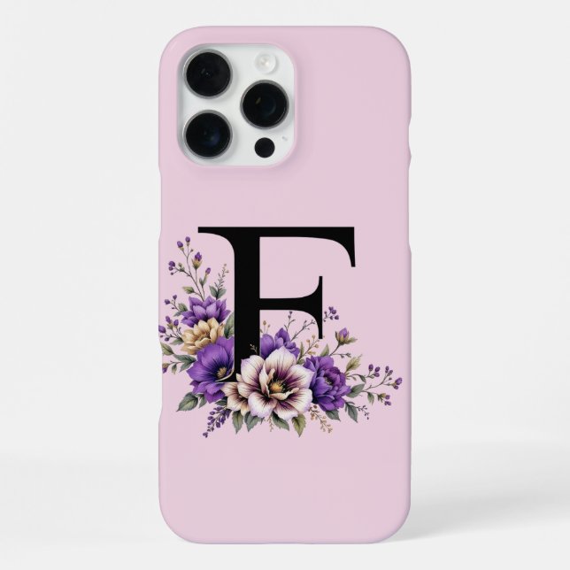 Lavender Bloom : Monogrammed Initial 'F'  iPhone Case (Back)