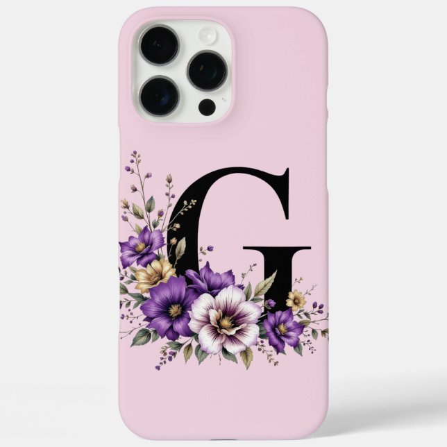 Lavender Bloom : Monogrammed Initial 'G'  Case-Mate iPhone Case (Back)