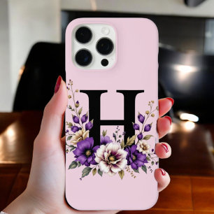 Lavender Bloom : Monogrammed Initial 'H'  iPhone 16 Pro Max Case