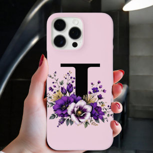 Lavender Bloom : Monogrammed Initial 'I' iPhone 16 Pro Max Case