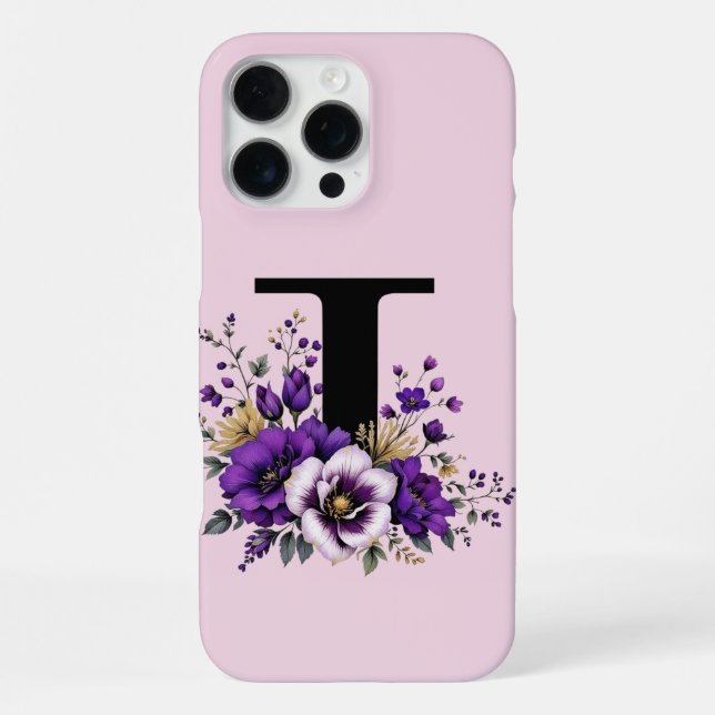 Lavender Bloom : Monogrammed Initial 'I'  iPhone Case (Back)