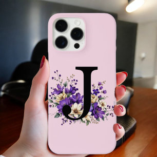 Lavender Bloom : Monogrammed Initial 'J' iPhone 16 Pro Max Case