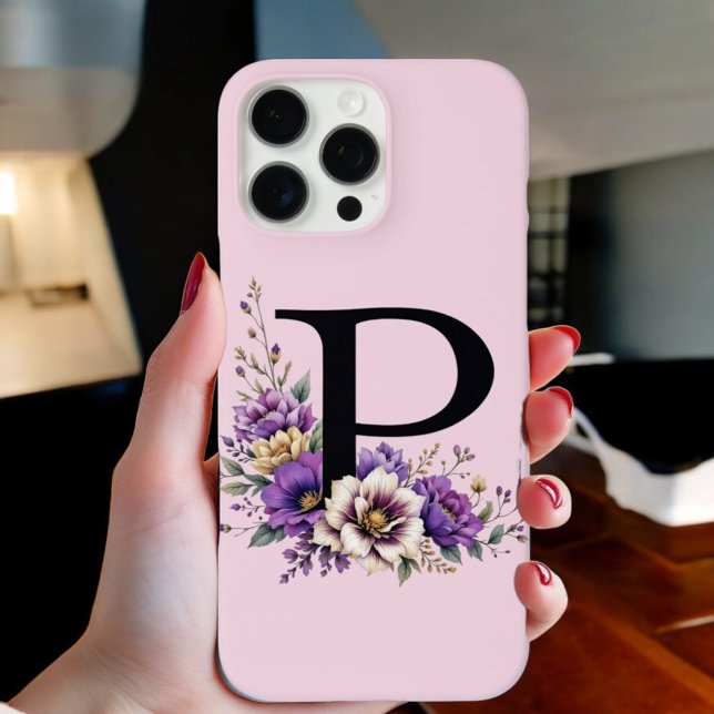 Lavender Bloom : Monogrammed Initial 'P'  Case-Mate iPhone Case (Creator Uploaded)