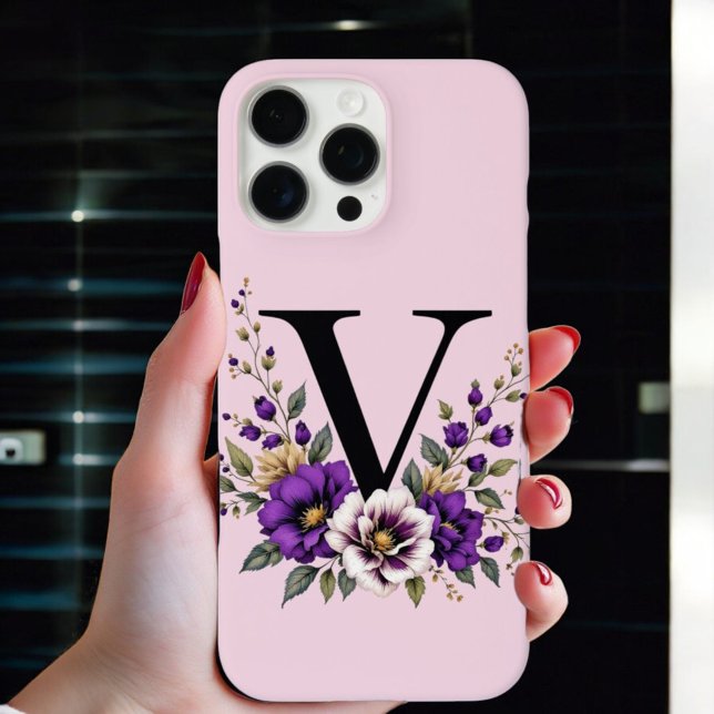 Lavender Bloom : Monogrammed Initial 'V'  Case-Mate iPhone Case (Creator Uploaded)