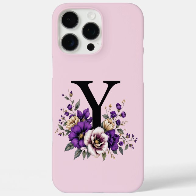 Lavender Bloom : Monogrammed Initial 'Y'  Case-Mate iPhone Case (Back)