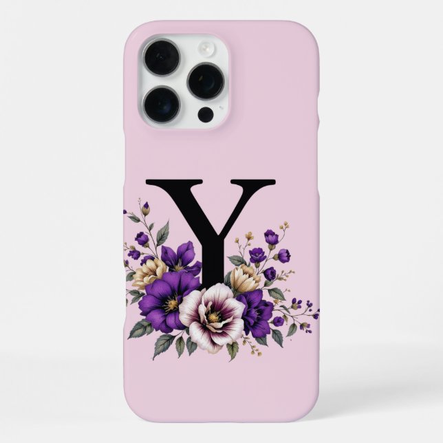 Lavender Bloom : Monogrammed Initial 'Y'  iPhone Case (Back)