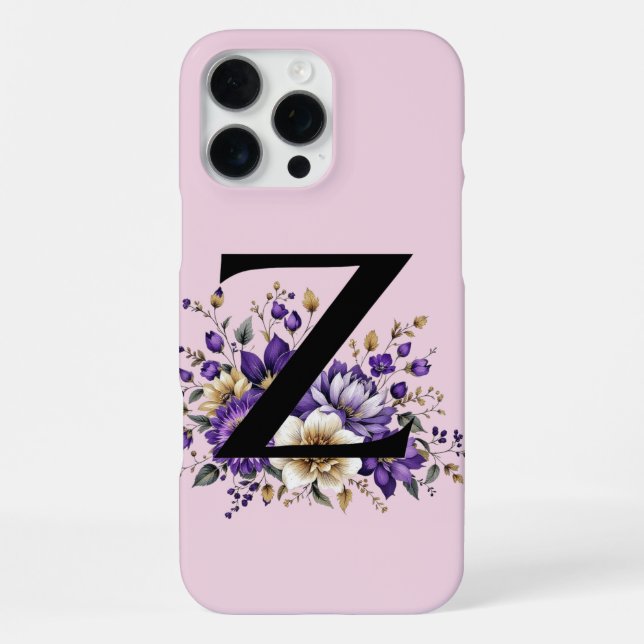 Lavender Bloom : Monogrammed Initial 'Z'  iPhone Case (Back)