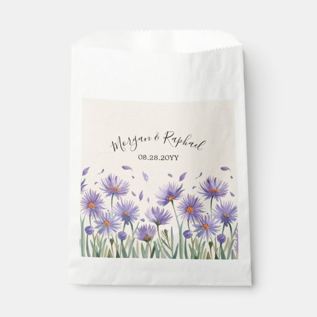 Lavender Bloom Watercolor Wildflower Wedding Favour Bag (Front)