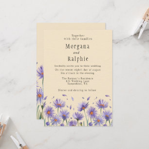 Lavender Bloom Watercolor Wildflowers Wedding Invitation