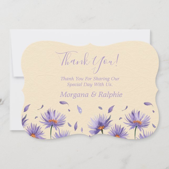 Lavender Bloom Wildflowers Wedding  Thank You Card (Front)