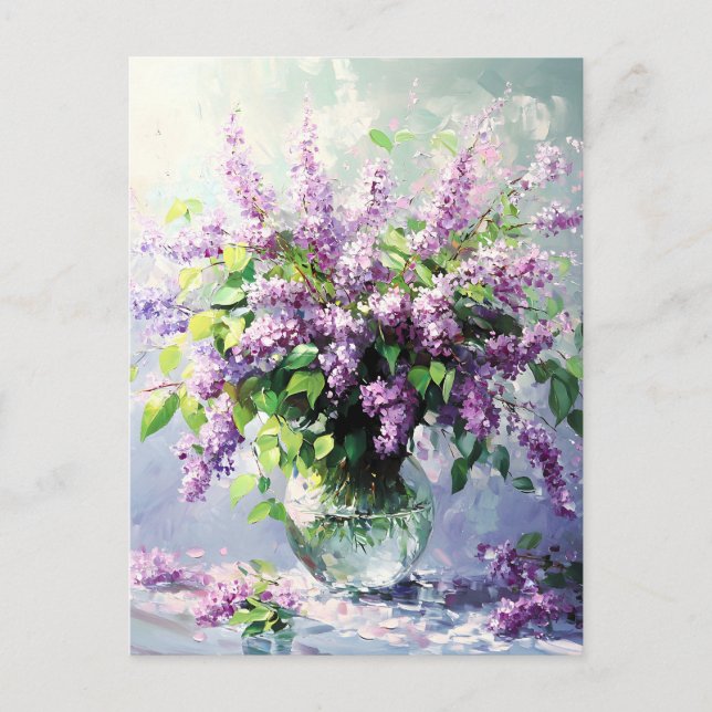 Lavender Blooming Lilac Bouquet Holiday Postcard (Front)