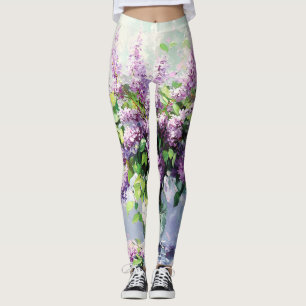 Lavender Blooming Lilac Bouquet Leggings