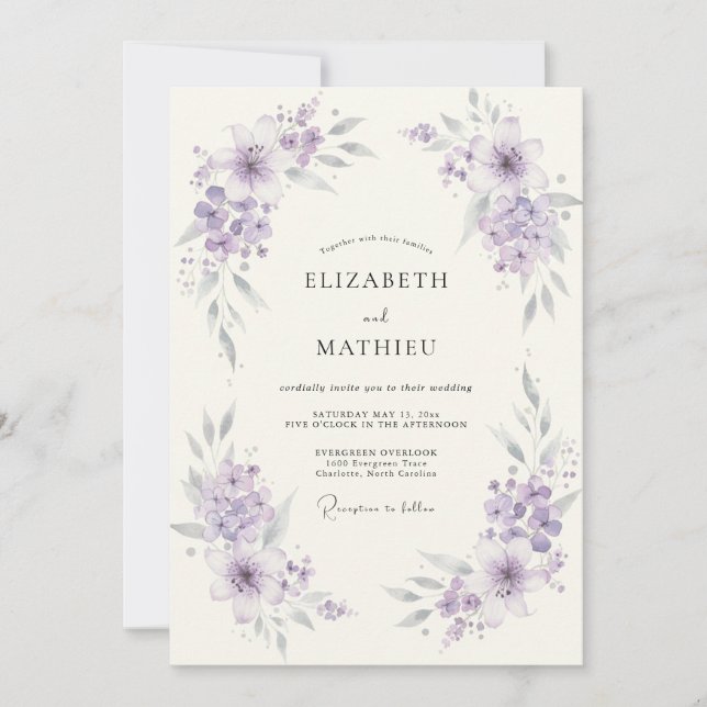 Lavender Blossom Arch Wedding Invitation (Front)