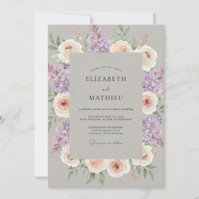 Lavender Blossom Arrangement Wedding Invitation (Front)
