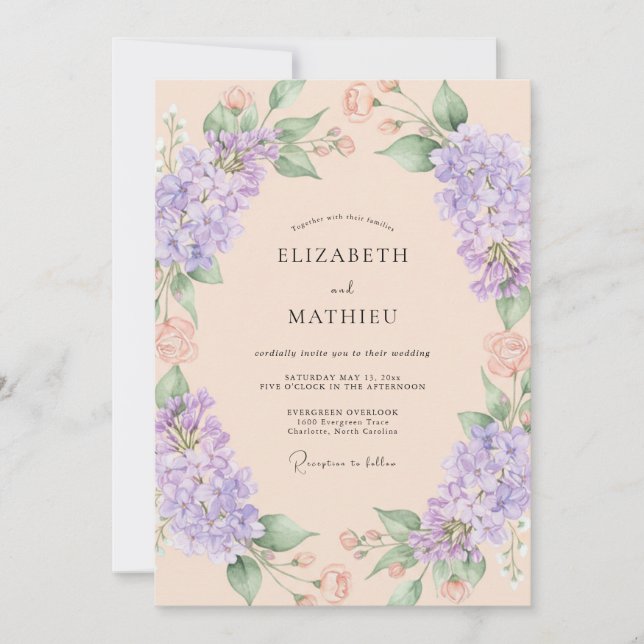 Lavender Blossom Ethereal Wedding Invitation (Front)