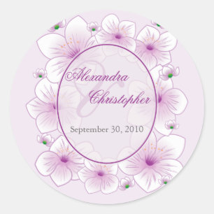 Lavender Blossom Flowers Romantic Wedding Favour Classic Round Sticker