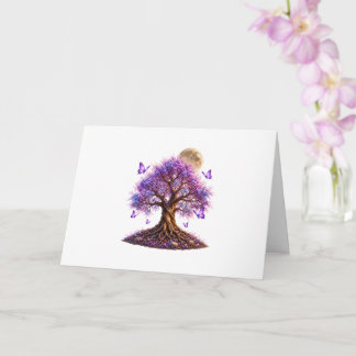 Lavender Blossom Moon Tree Greeting Card