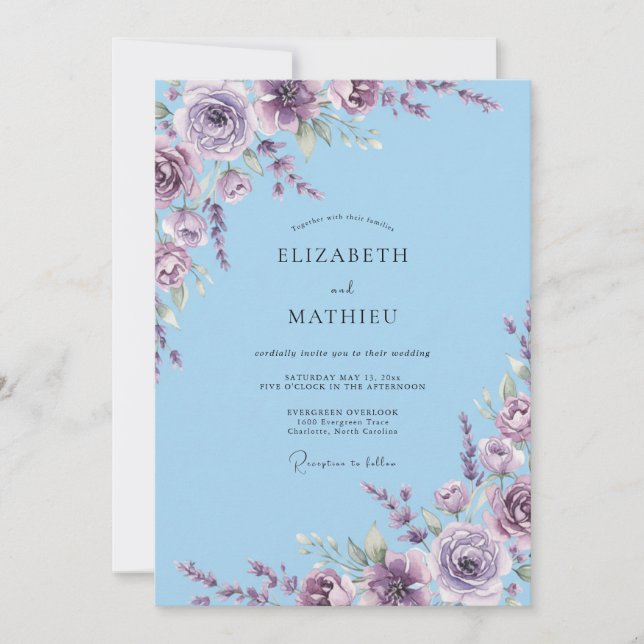 Lavender Blossom Whimsical Wedding Invitation (Front)