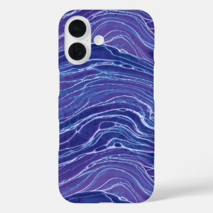 Lavender Blue Abstract Waves Pattern iPhone 16 Case