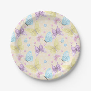Lavender, Blue and Yellow Butterflies Paper Plate