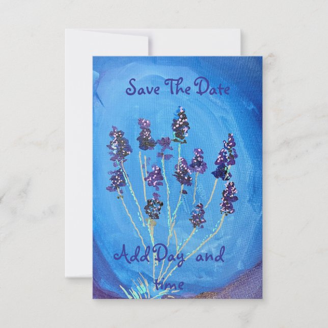 Lavender Blue Customisable  Save The Date (Front)