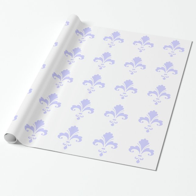 Lavender Blue Fleur-de-lis Wrapping Paper (Unrolled)