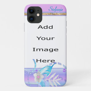 Lavender & Blue Flowered Border iPhone 11 Case