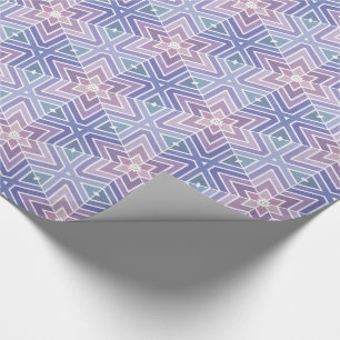 Lavender & Blue Geometric Star Maze Pattern Wrapping Paper