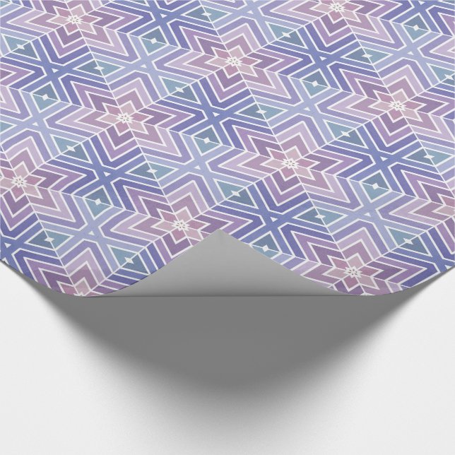 Lavender & Blue Geometric Star Maze Pattern Wrapping Paper (Corner)