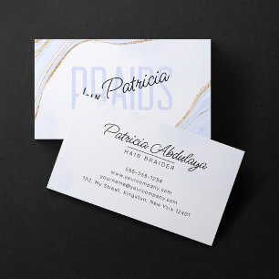 Lavender Blue Gold Glitter Agate Braid Stylist Business Card