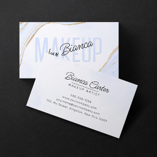 Lavender Blue Gold Glitter Agate Makeup Artist Business Card