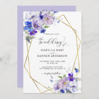 Lavender Blue Gold Purple All In 1 QR Code Wedding