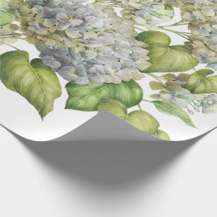 Lavender Blue Hydrangea Botanical Floral Bouquet Wrapping Paper