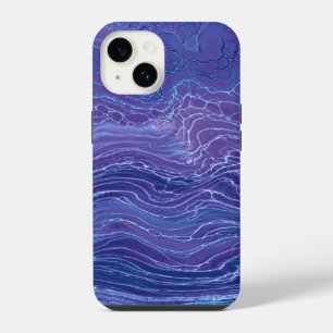 Lavender Blue Lace Marble Acrylic Abstraction iPhone 14 Case